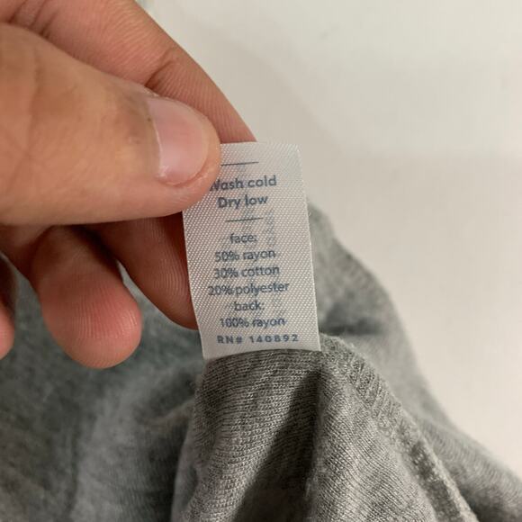 Marine Layer L Womens Slim Fit Double Knit Henley Tee Heather Gray - Picture 9 of 9